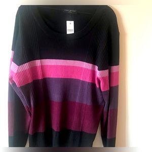 Lane Bryant Black and Pink Striped Top